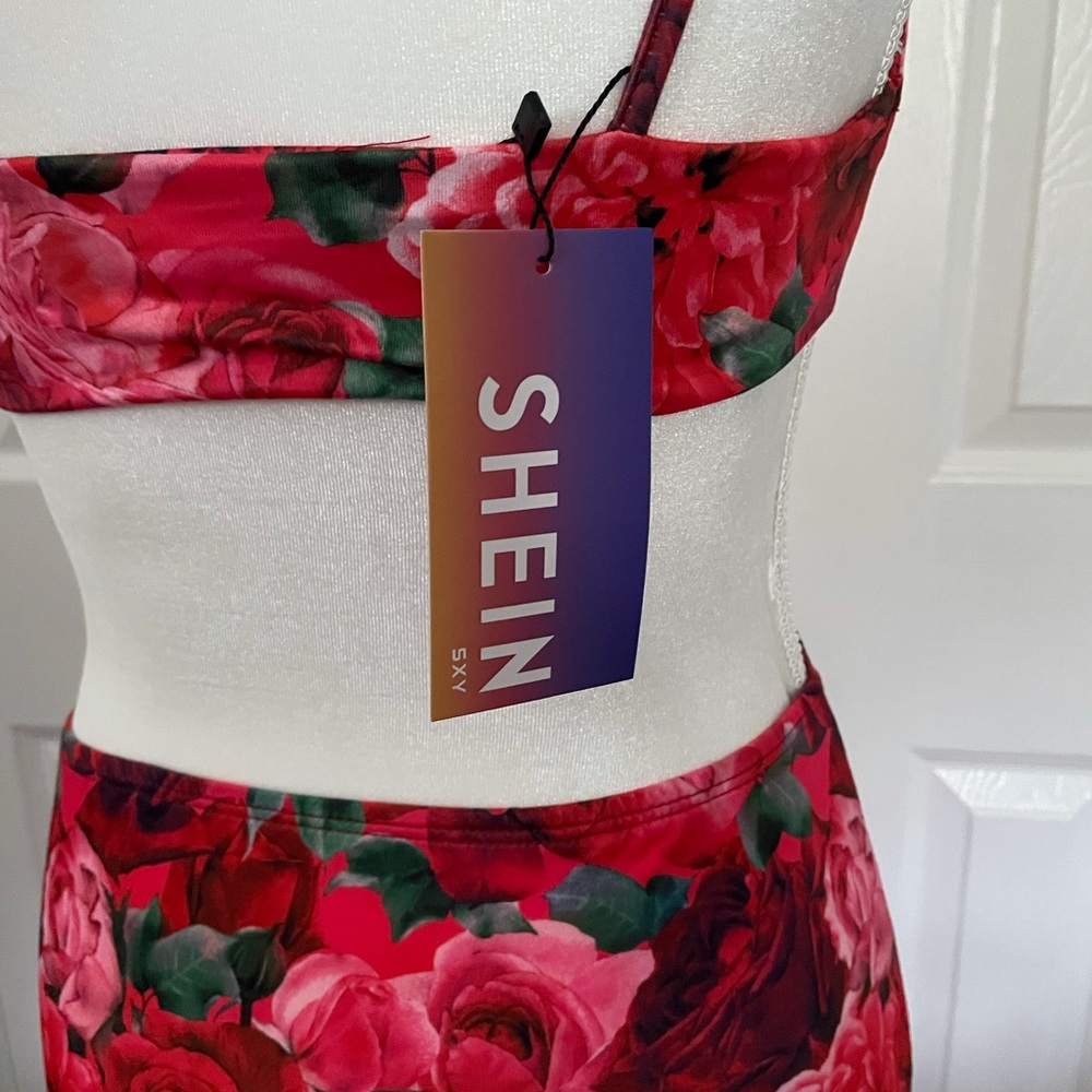 Shein SXY Knot Front High Split Dress Multicolor - Picture 9 of 9